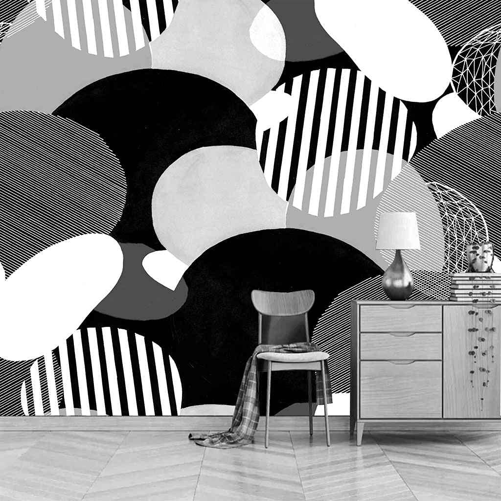 Papier Peint Toile 3D Figures Géométriques Grises Murales 400x280 cm