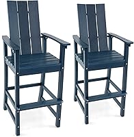 Vista 15 de Giantex Silla Adirondack de 52 pulgadas de alto, taburete de bar de polietileno de alta densidad para exteriores con respaldo ergonómico