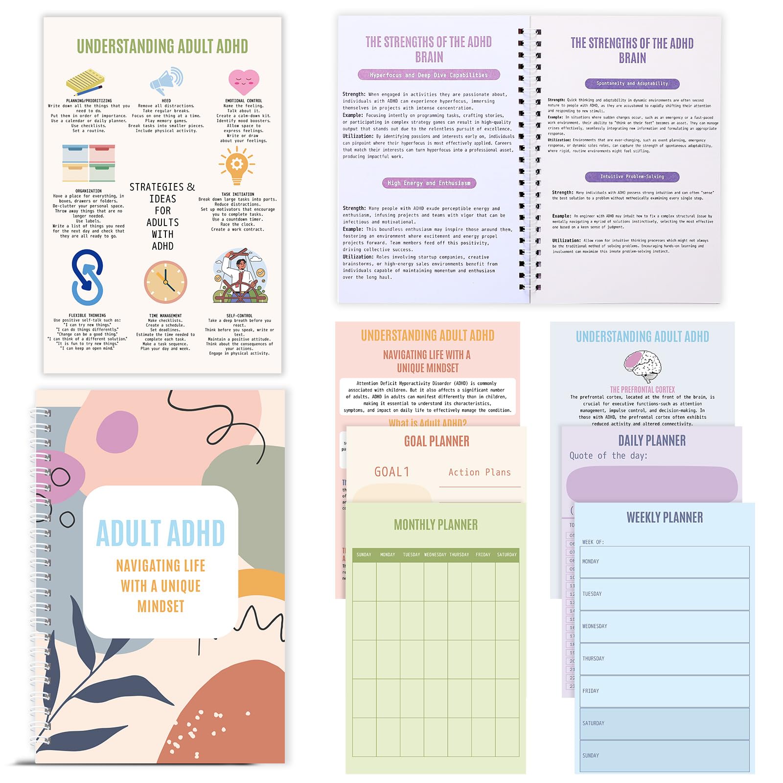 Jetec the Adhd Workbook for Adult Planner Notepad Adhd Late Diagnosis Neurodivergent Therapy Workbook Executive Functioning Worksheet