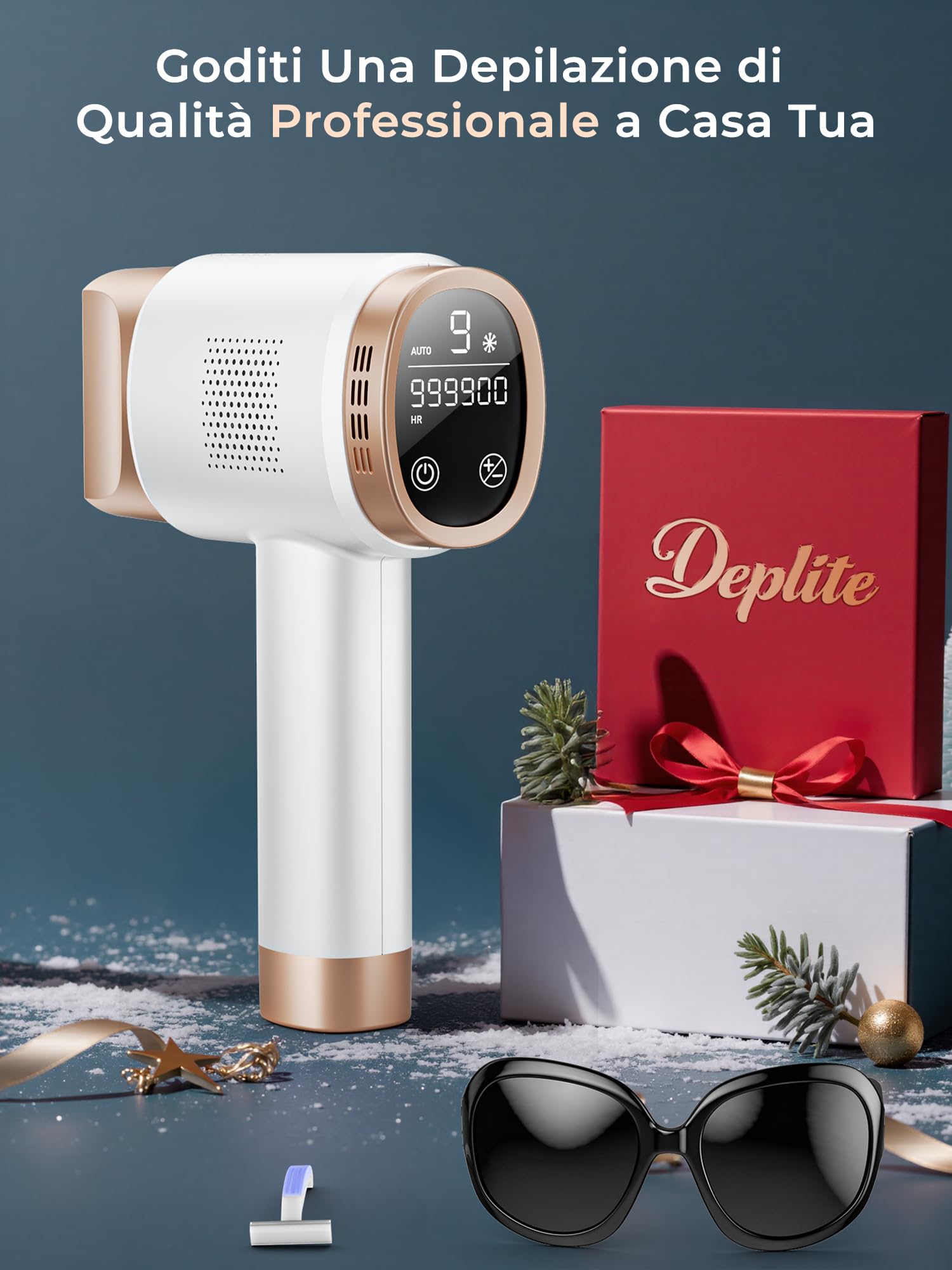 Epilatore Luce Pulsata con Funzione di Raffreddamento a Ghiaccio, Schermo LCD Touch,Modalità di Scorrimento Automatico, Epilatore a Luce Pulsata per Donne e Uomini,Viso, Ascelle, Bikini,Corpo, Bianco
