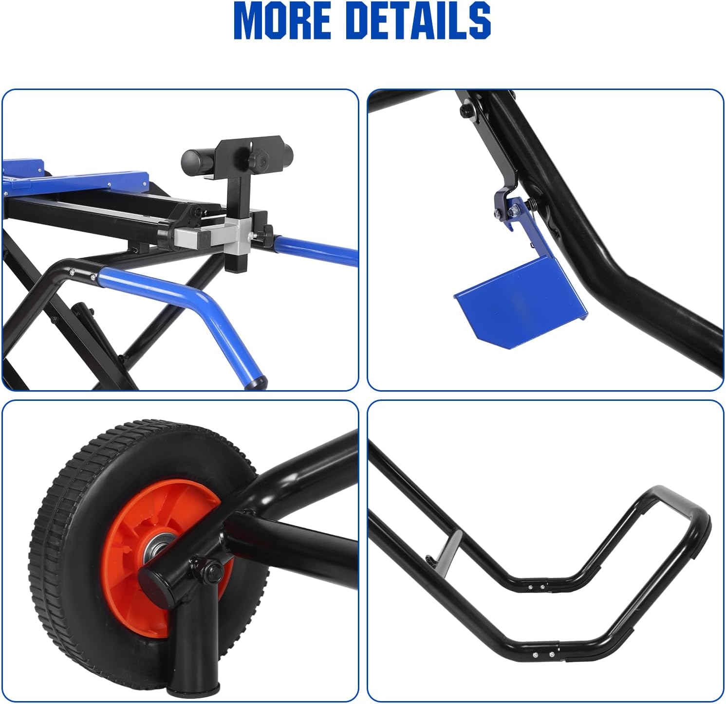 Heavy Duty Miter Saw Stand Steel Frame with All Terrain Wheels Power Lift Assist Foldable Portable Chop Saw Bandsaw Stand Universal for Most Table Saw