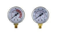 Vista 7 de SÜA - Manómetros de baja y alta presión para regulador de acetileno 0-30 psi y 0-400 psi - 2 pulgadas - Rosca de 1/8 '' - LDP