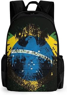 Men Women Lightweight National Flag of Brazil Art Backpack Large Capacity Bookbag With Smooth Zippers for Gym Business Running