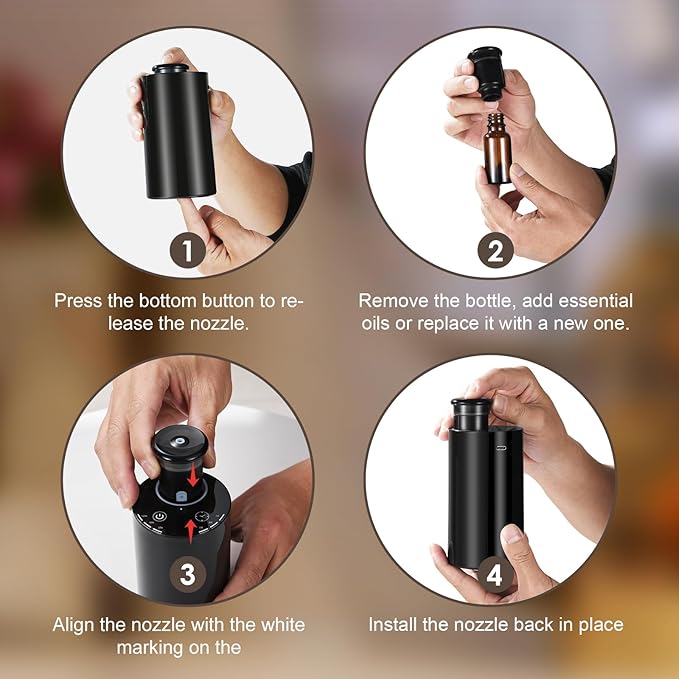 Difusor de Aromas Waterless Portátil Recargable Negro miniatura 7