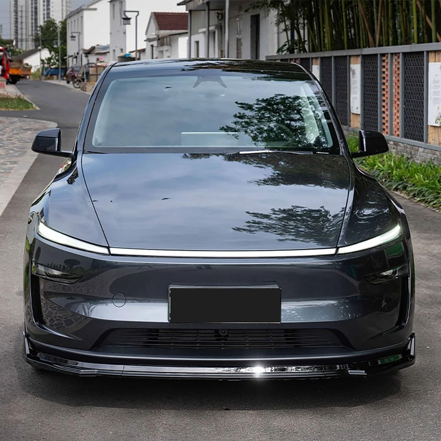 Für Tesla Model Y Juniper 2025 2026 Frontschürze Lippe Front Schaufel kit Limousine Körper Spoiler Splitter Kit,GlossyBlack