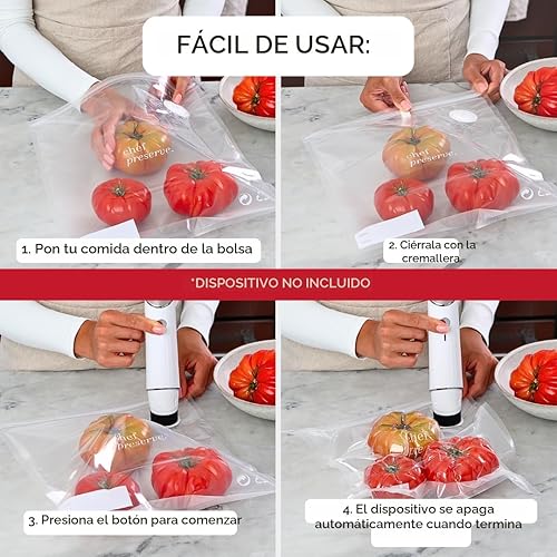 Vista 5 de Chef Preserve Bolsas reutilizables selladoras al vacío para alimentos – 30 bolsas grandes sin BPA (12 x 13 pulgadas) para almacenamiento