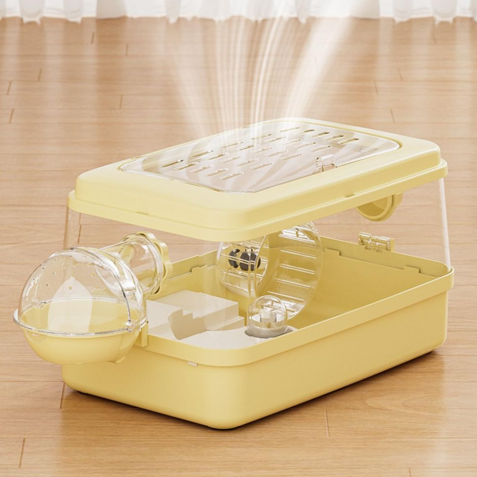 Gralara Gabbia in Plastica Trasparente con Accessori Habitat Spazioso Casa per Criceti, Piccoli Roditori, Array, Giallo Limone, Castello Per Criceti A Strato Singolo Di Lusso - Giallo Limone