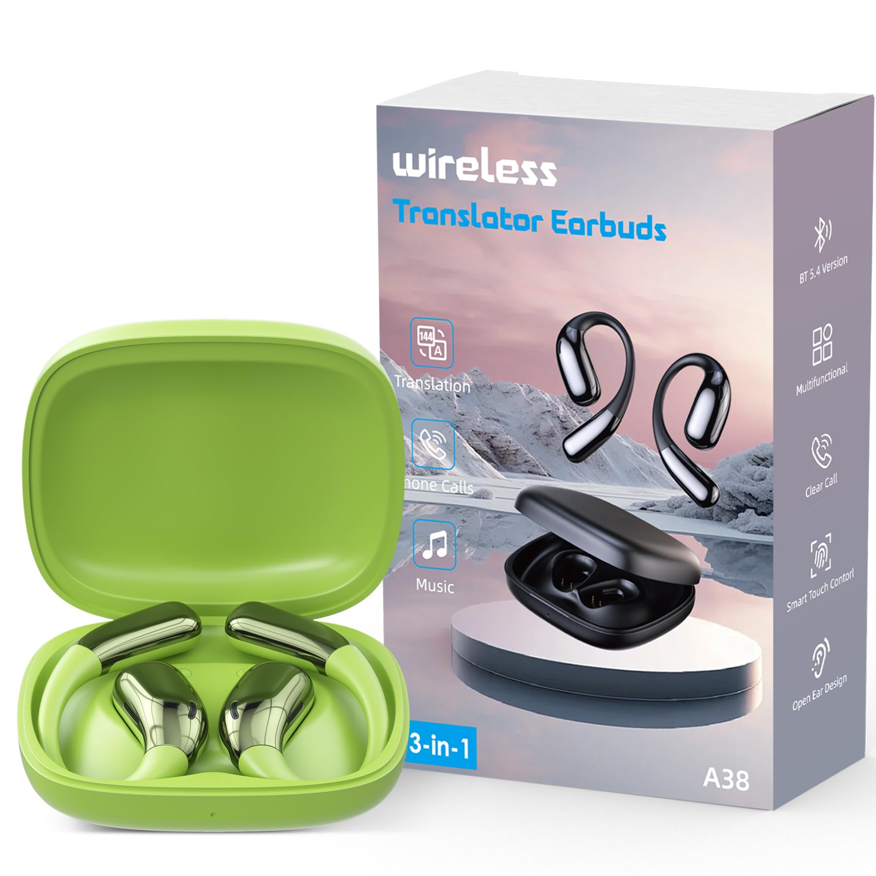 AI Language Translator Earbuds, Translation Earbuds Real Time, 3-in-1 Earbud Translator 144 Languages & Accents, Translation Headphones Fit iOS &