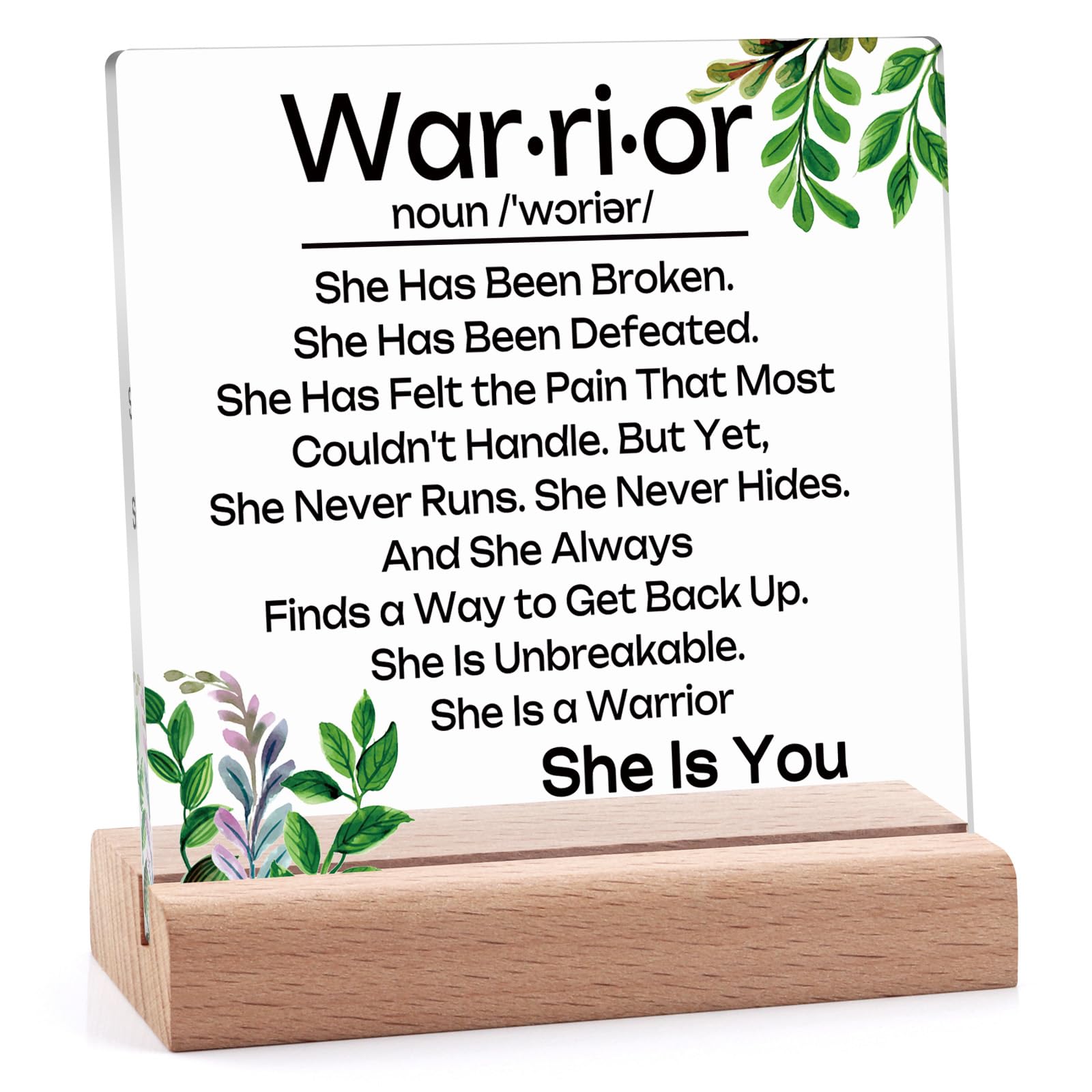 Inspirational Cancer Survivor Gifts for Women Breast Cancer Awareness Gifts Acrylic Sign With Wooden Stand Cancers Warrior Fighter After Surgery Chemo Patients Get Well Soon Gift Desk Decor Signs