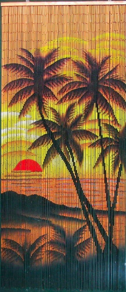 ABeadedCurtain 125 String Tropical Sunset Palm Trees Beaded Curtain 38% More Strands Handmade with 4000 Beads (+Hanging Hardware)