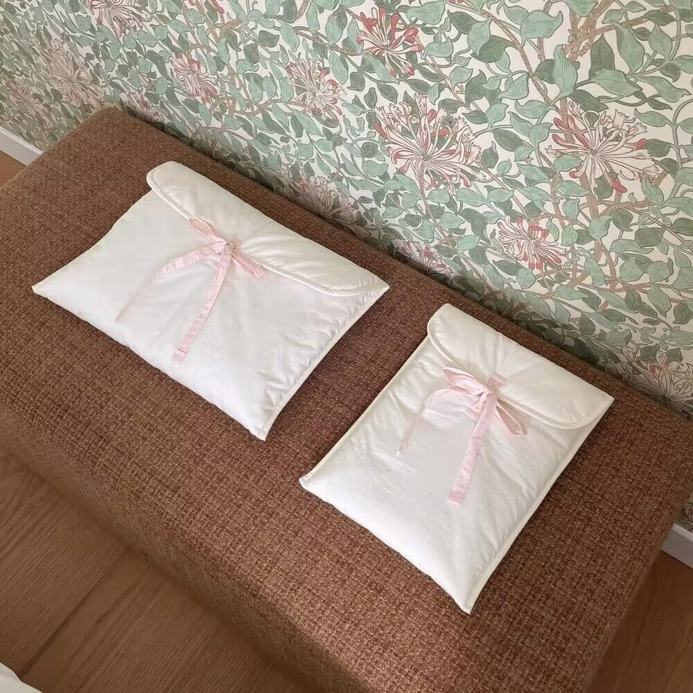 Cute Y2K Bowtie Laptop Sleeve Puffy Notebook Bag 11-14 Inch Tablet Bag Cutecore Protective Laptop Case for Women (13-14 Inch,White) - Image 7