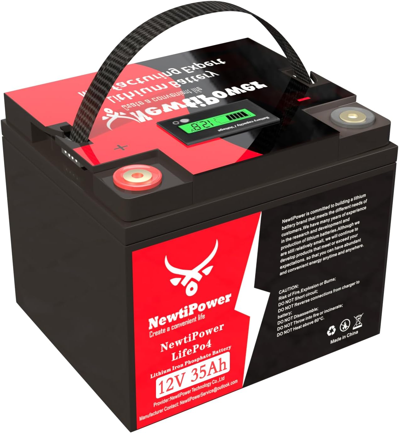 12V 35Ah LiFePO4 Lithium Battery 20A BMS,NewtiPower 10000+ Deep Cycle Lithium Iron Phosphate Battery Great For Winter Power Shortage, RV, Marine and Off Grid Applications (12V 35Ah)