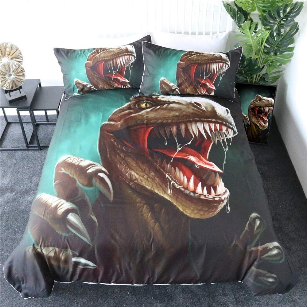 Housse de couette dinosaure jurassic 203x228 cm pour lit enfant qui transpire la nuit
