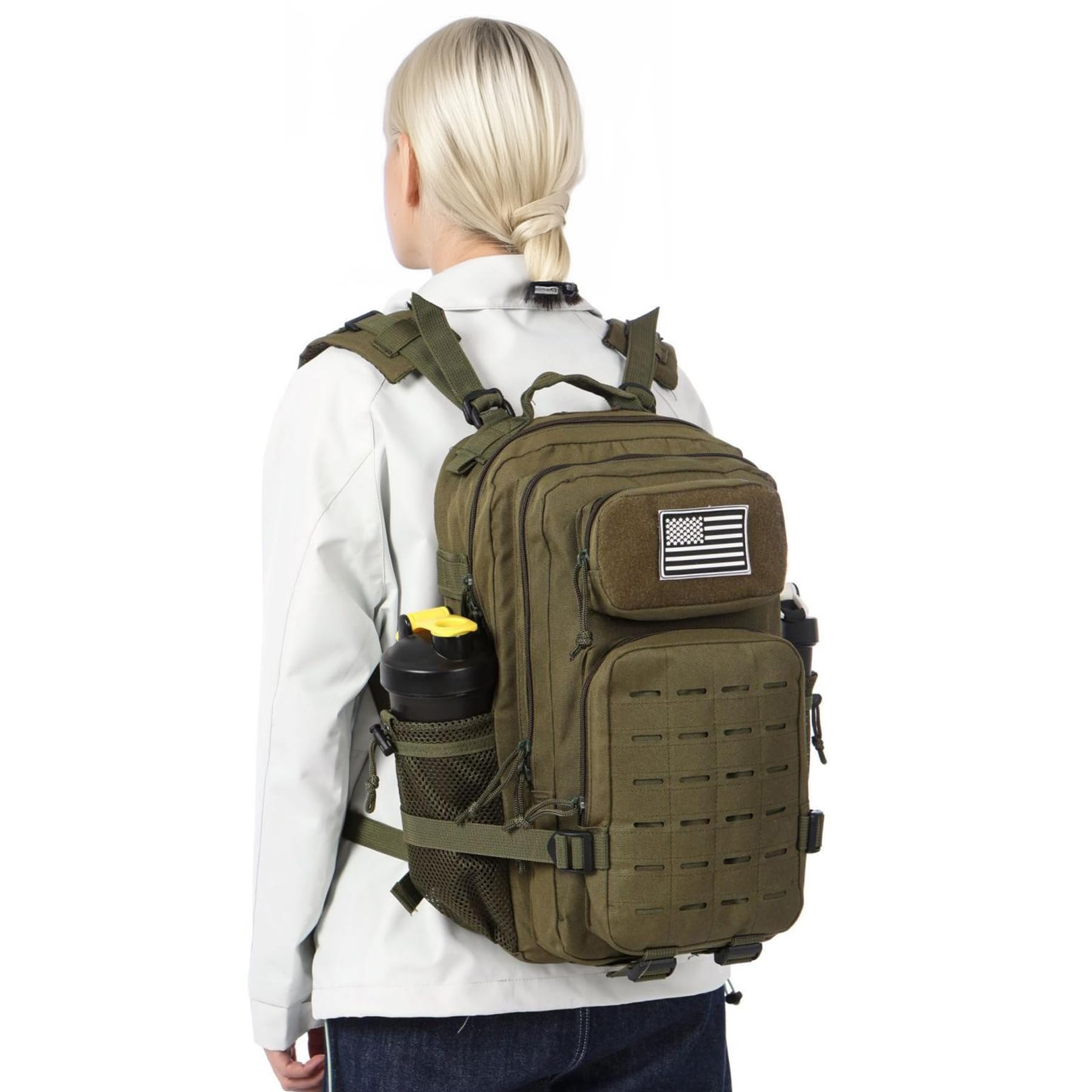 Mochila De 20L Impermeable Con 2 Portabotellas Para Ciclismo Gimnasio Viajes Al Aire Libre Senderismo Pesca Y Compartimento Para Portátil De 13 Pulgadas. (Verde)