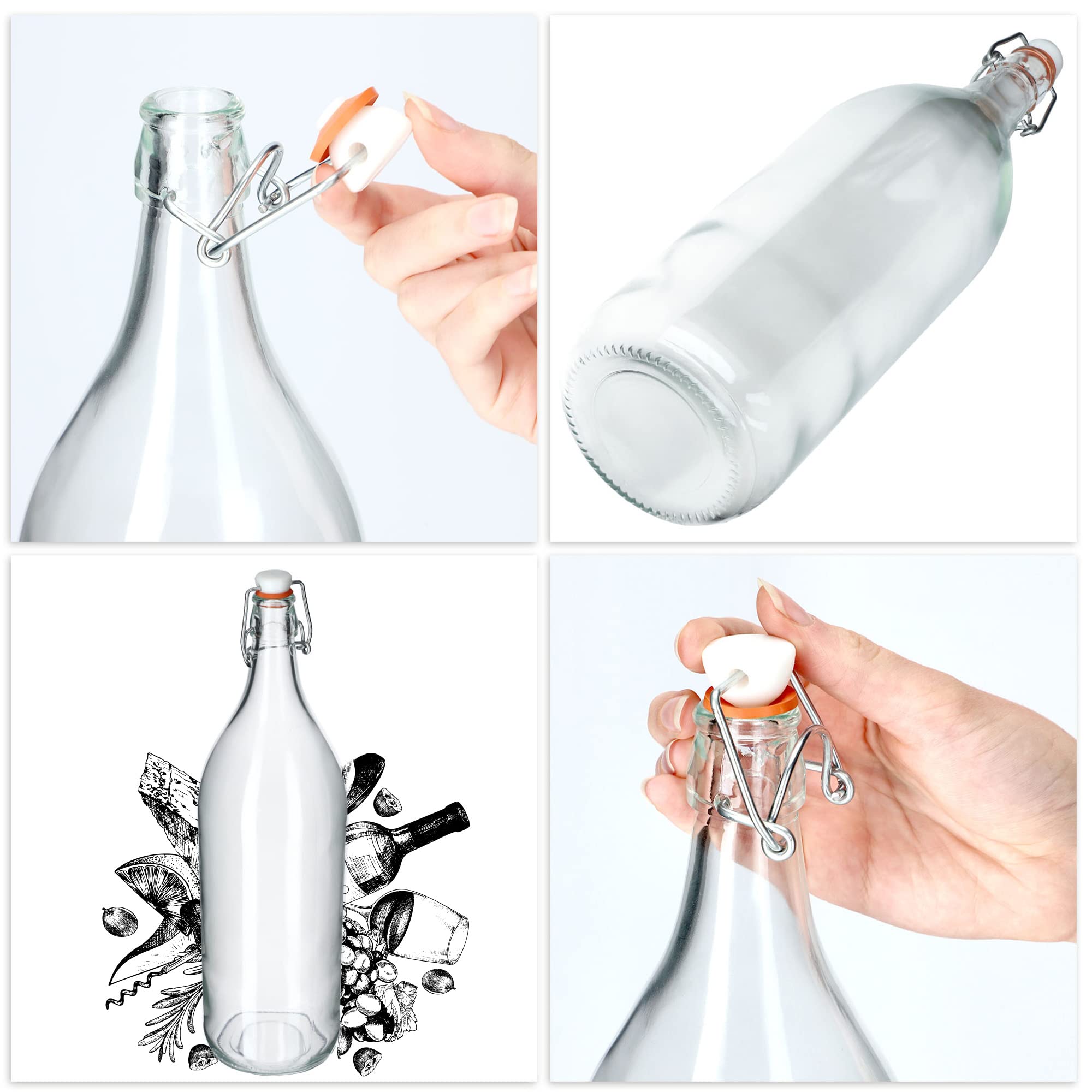 KADAX Bottiglia di Vetro, Bottiglia di alla Frutta, Bottiglia Vintage Fatta di sodaggas, Bottiglia di Stiratura Trasparente, Bottiglia di Serratura da Stiro, Bottiglia di (1,9 Litri, 6 Pezzi)