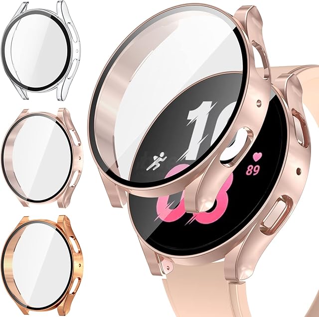 [3 Pack] Neitra for Samsung Galaxy Watch 5 2022 & 4 2021 40mm Screen Protector Case with Built-in Tempered Glass Film, Protective Full Face Cover - Hard PC Bumper for Galaxy Watch5 Watch4