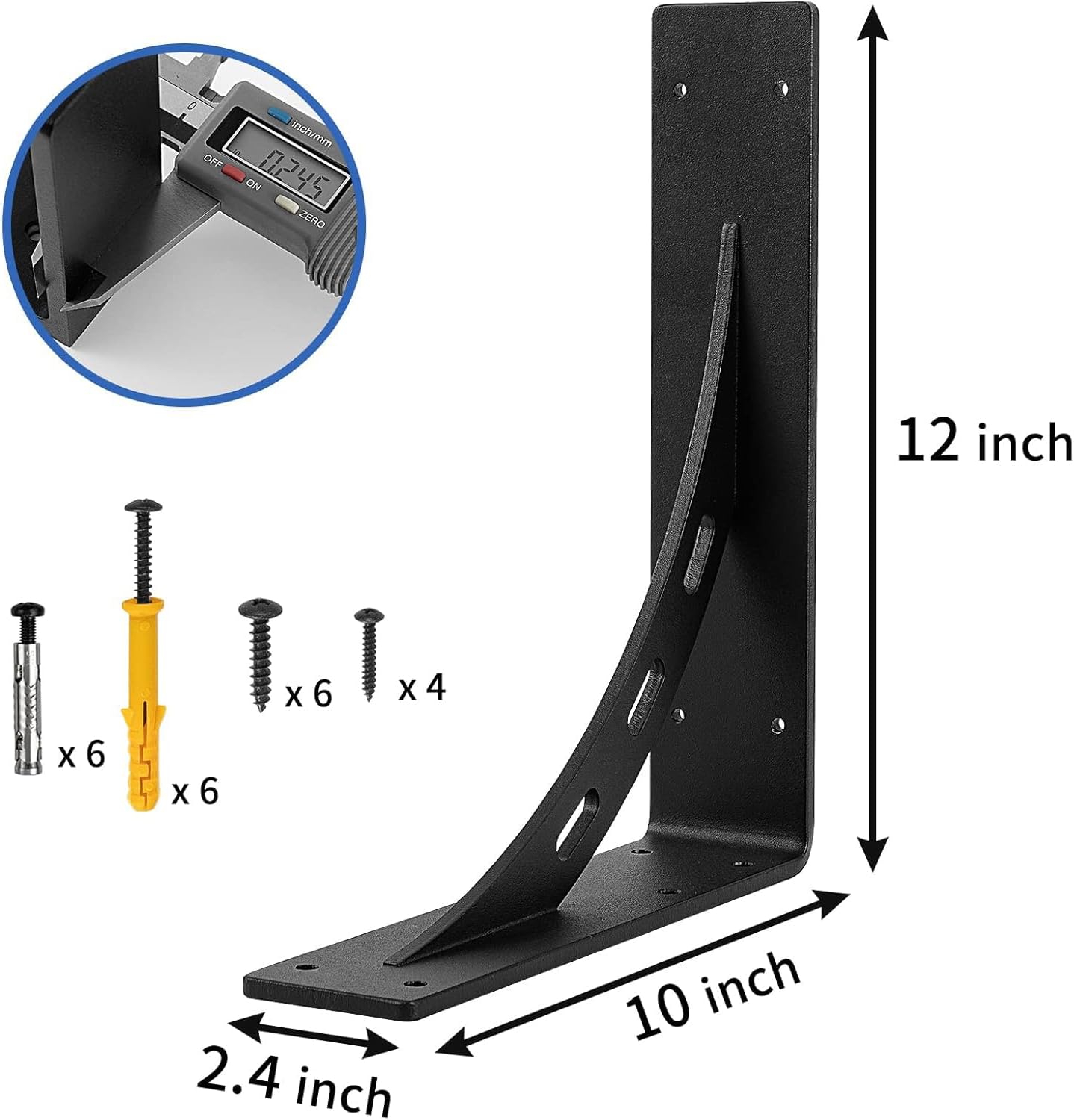 12 inch x 10 inch Heavy Duty Bracket,Granite Countertop Support Brackets, Heavy Duty Shelf Brackets , Max Load 1000 Lbs ,Mantel Brackets (Set of 2) - (12" x 10 ")