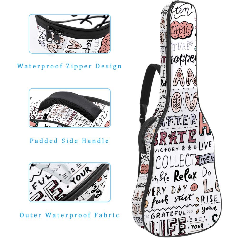 Gitarren-Gigbag, wasserdicht, Reißverschluss, weicher Gitarren-Rucksack, Bass-, Akustik- und klassische Folk-E-Gitarrentasche Dream Day