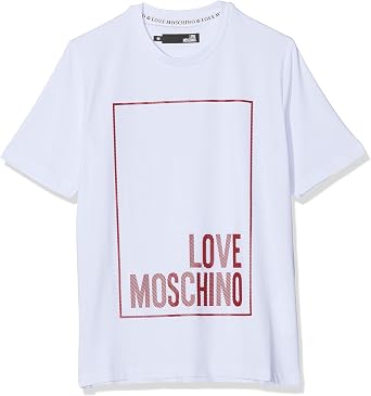 Love Moschino Logo Box Print_Regular Fit Short Sleeve T-Shirt, (White A00),  X-Large Uomo : Amazon.it: Abbigliamento