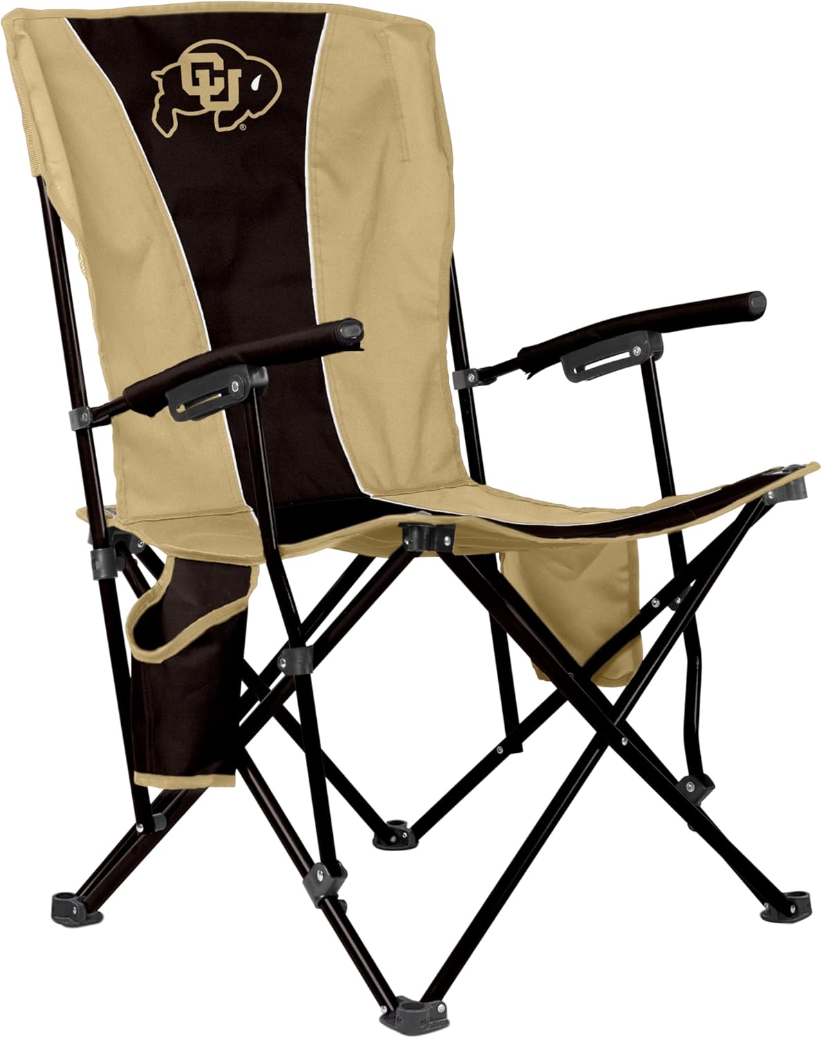FANMATS NCAA Colorado Buffaloes Hard Arm Chair – Steel Frame with Double Layered Polyester | Team Color | Mesh Cup Holders