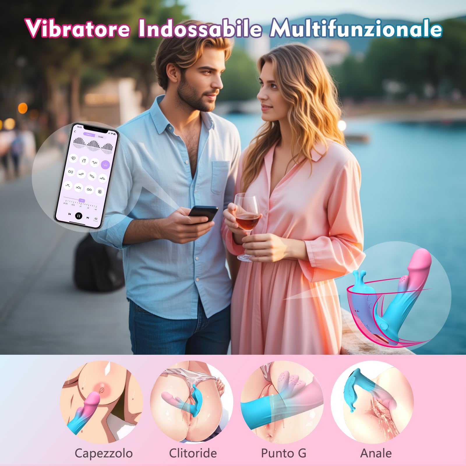 Vibratoreper Donna Professionale Vibratore Clitoride - APP Dildo Vibratoreper Donna Clotoride Sex Toys con 10 Modalità di Pulsazione & Vibrazione, Vibratoriper Donne Comando a Distanza Vibratore Donne