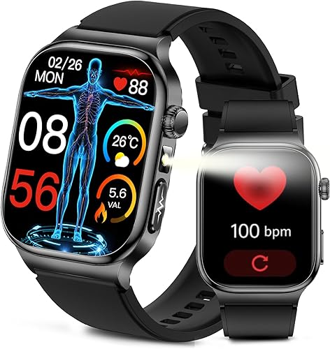 Reloj inteligente de salud para mujeres y hombres – 2.04 pulgadas AMOLED reloj de seguimiento de actividad física con frecuencia cardíaca 24/7,