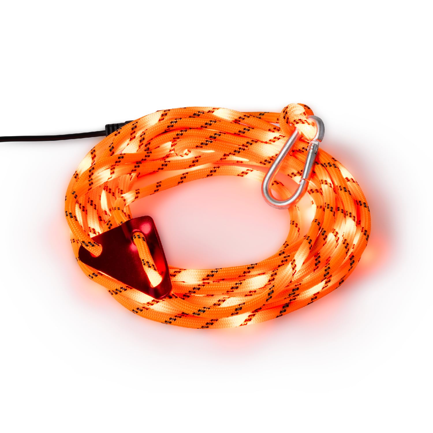 Sunnyside® - LEUCHTTAU AFTERGLOW – 2x 3,5m LED Abspannseil orange-rot + 2,5m Verlängerung, bis 150kg, 90% weniger Insekten, USB-C, dimmbar – Markise Camping Wohnmobil
