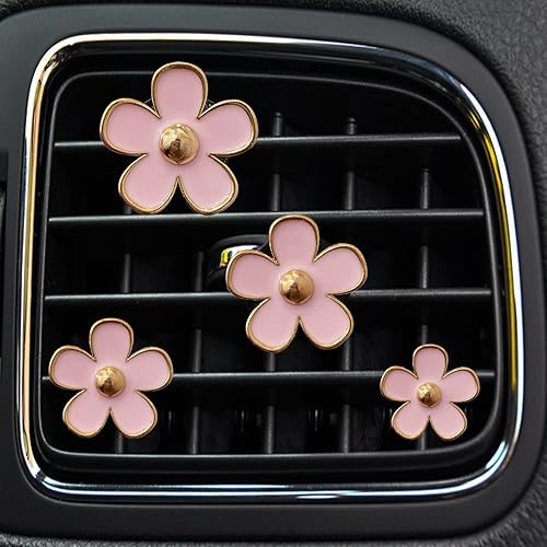 Miniatura 30 de Daisy Clips de ventilación de aire, 4 piezas de lindas flores clip de salida de aire acondicionado de automóvil, clip para ambientador de automóvil