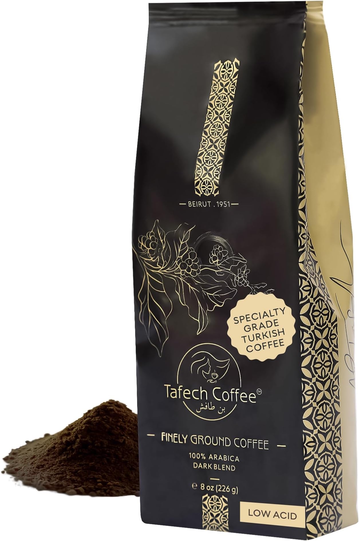 1St. Signature Specialty Lebanese Coffee | Original Dark Roast 1951 | Rich Aroma | Low Acidity | Finely Ground for Max. Extraction & Versatile Brewing: Turkish Style (simmer in the long-handled pot) or Fast Brew (just add hot water & stir) | Compatible with Turkish Coffee Machines (Not Suitable for Filter Machines)