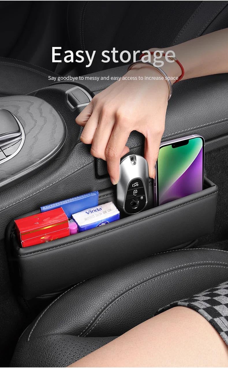 BayDe Auto Seat Pelle Gap Filler Scatola,per Citroen DS Spirit DS3 DS4 DS4S DS5 5LS DS6 DS7 DS Seat Storage Organizer Box multifunzionali Tasca Interior Accessories,A/Black