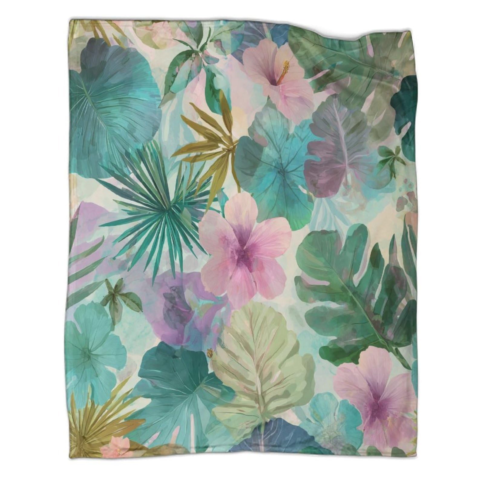 kaiyun Watercolor Effect Tropical Flowers And Plants Blanket - Versatile Warm Bedding Soft And Comfortable Travel Bed Throws And Patchwork Quilts 80x90inch(200x230cm)