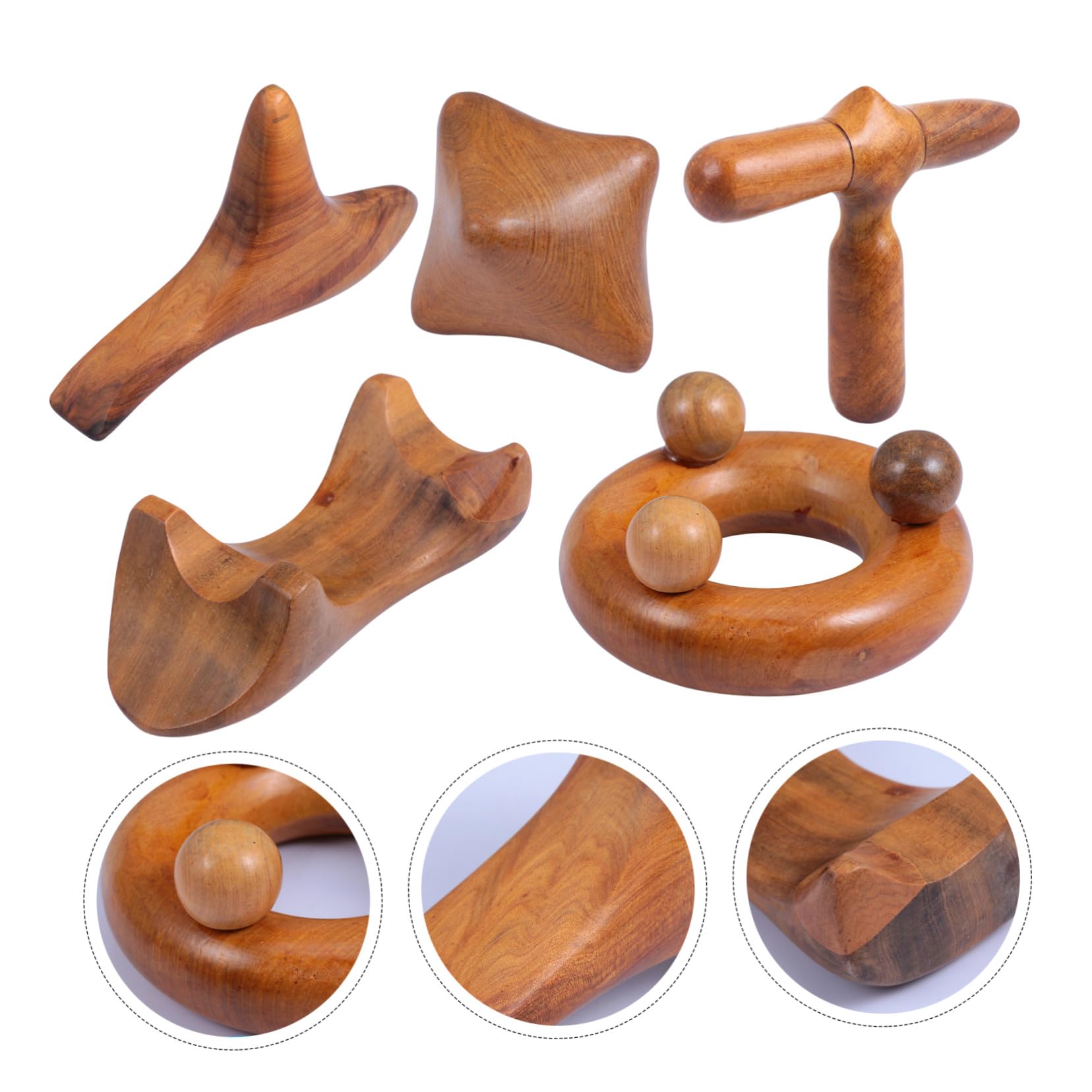 5 piezas Tablas Gua Sha de Madera Tradicional para Masaje Facial y Corporal Herramienta Ligera para Raspado y Masaje Cuello y Cuerpo Duradera y Portátil para Cuidado Piel y