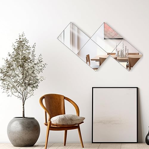 Miniatura 6 de Espejos de pared, azulejos de espejo de pared de vidrio de 12 x 10 pulgadas (4 unidades), espejo grande de cuerpo completo para gimnasio en casa,