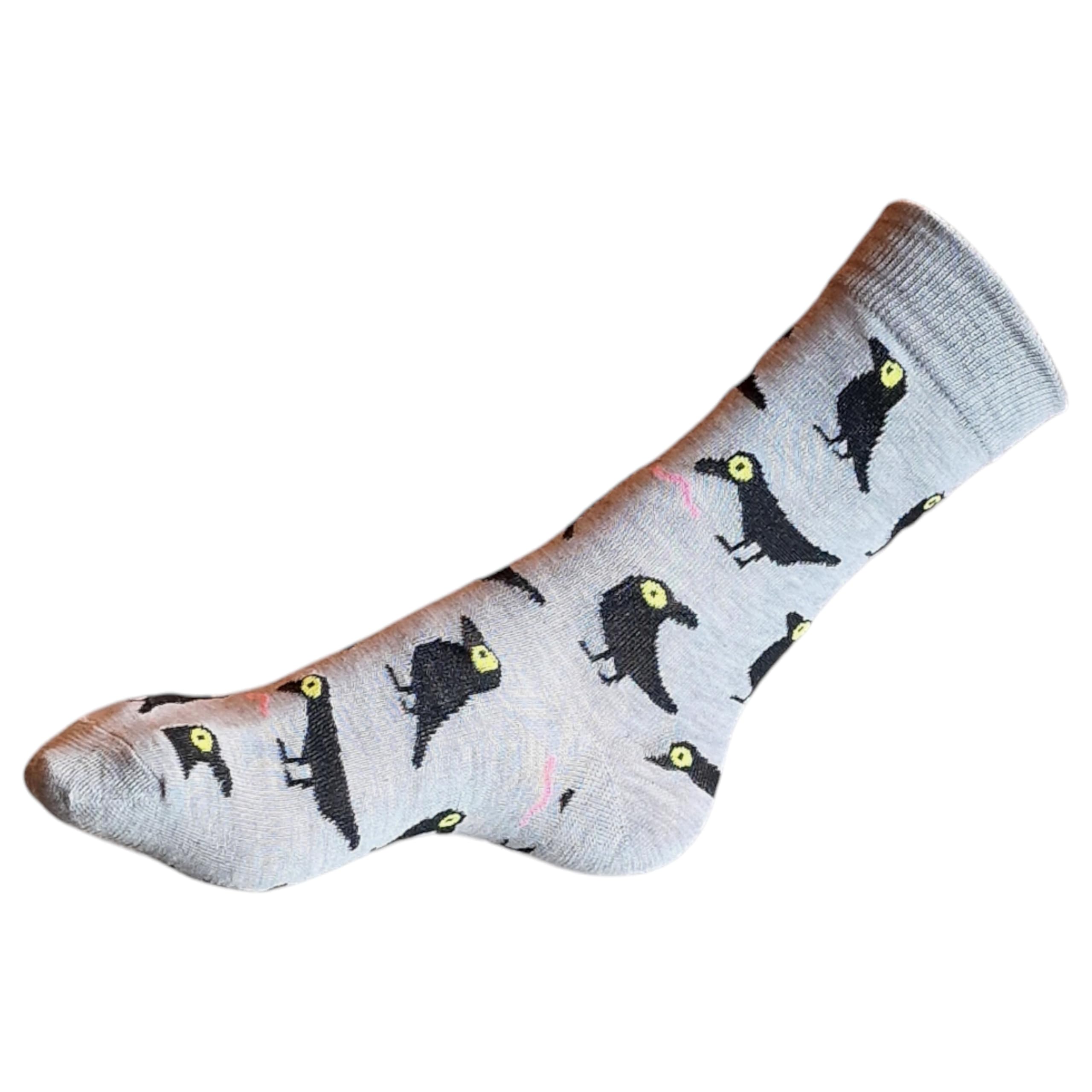 Sock Shack Women's Grey The Raven And Worms Edgar Allan Poe Socks One Pair Multicolour 4-8 Uk / 37-42 Eur / 6-10 Us