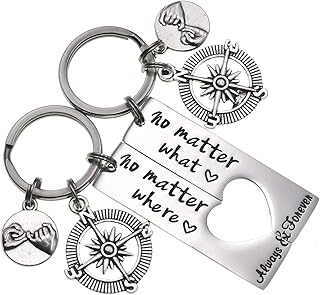 LParkin No Matter What No Matter Where Keychain Best Friend Long Distance Friendship Relationship Gift Polished Finish Set of 2