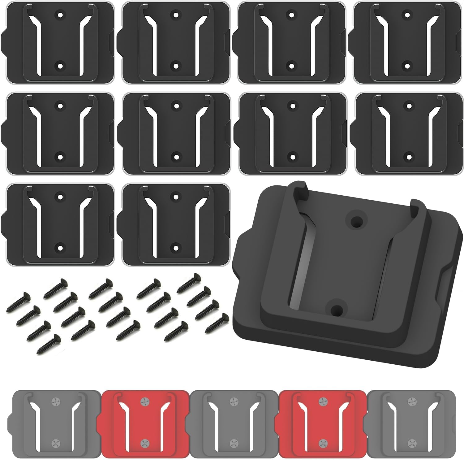 Battery Holder for Milwaukee 18 18V Battery (No Battery), 10Packs Wall Mount Batteries Storage for Wall, Work Van, Shelf, Toolbox thumbnail