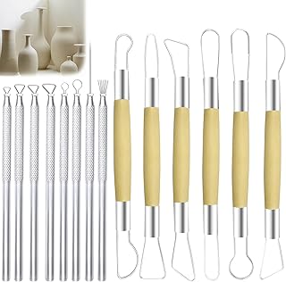 14 Stück Modellierwerkzeug Seife, Ton Werkzeug Schlingen Set, Töpferwerkzeug Polymer Roughen Clay Tools, Töpfernadel Sculpting Keramik mit Federdraht Textur und Nadel Detailwerkzeugen