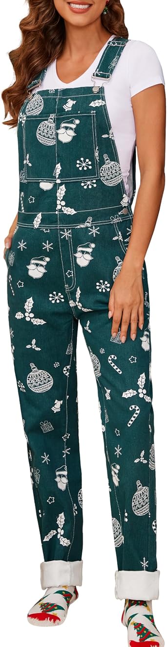 Yuanbang Mens Overalls Christmas Bib Coveralls Women Halloween Jumpsuit Stocking Stuffers for Adults