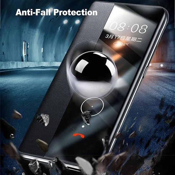 For -OnePlus 15 Leather Case Flip View Window Business Slim Cover Drop Protection Full Wrap Case ,Purple,15