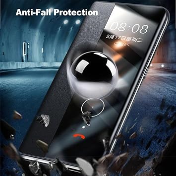 For -OnePlus 15 Leather Case Flip View Window Business Slim Cover Drop Protection Full Wrap Case ,Purple,15