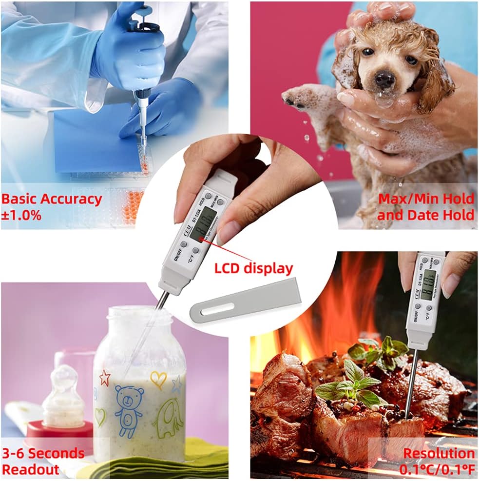 review CEM DT-133A Digital Cooking Pocket Thermometer, Digital Instant Read Meat Thermometer Kitchen Cooking Food Candy Thermometer with Backlight and Magnet for Oil Deep Fry BBQ Grill Smoker Thermometer