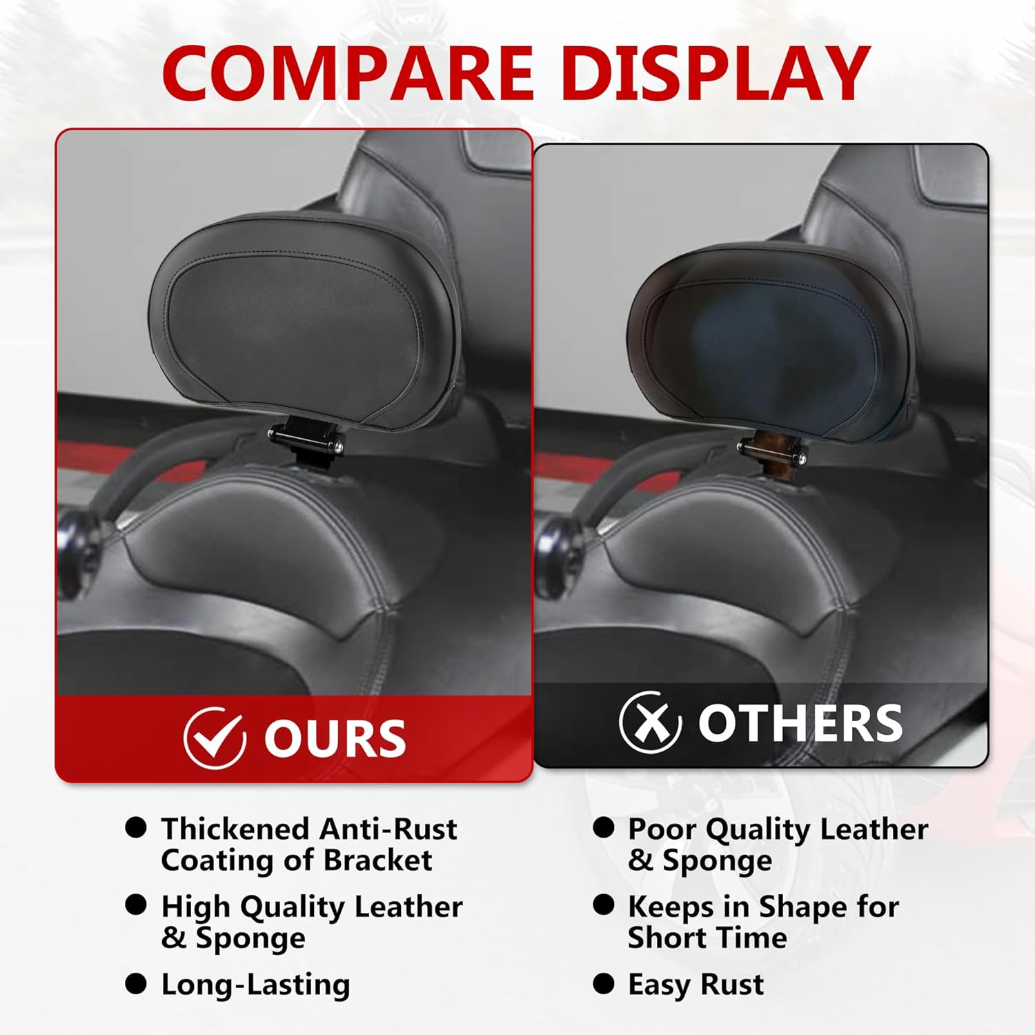Adjustable Padded Driver Backrest Front Rider Back Rest w/Storage Pouch for Can Am Spyder RT RT-S RT Limited 2010-2019 Accessories