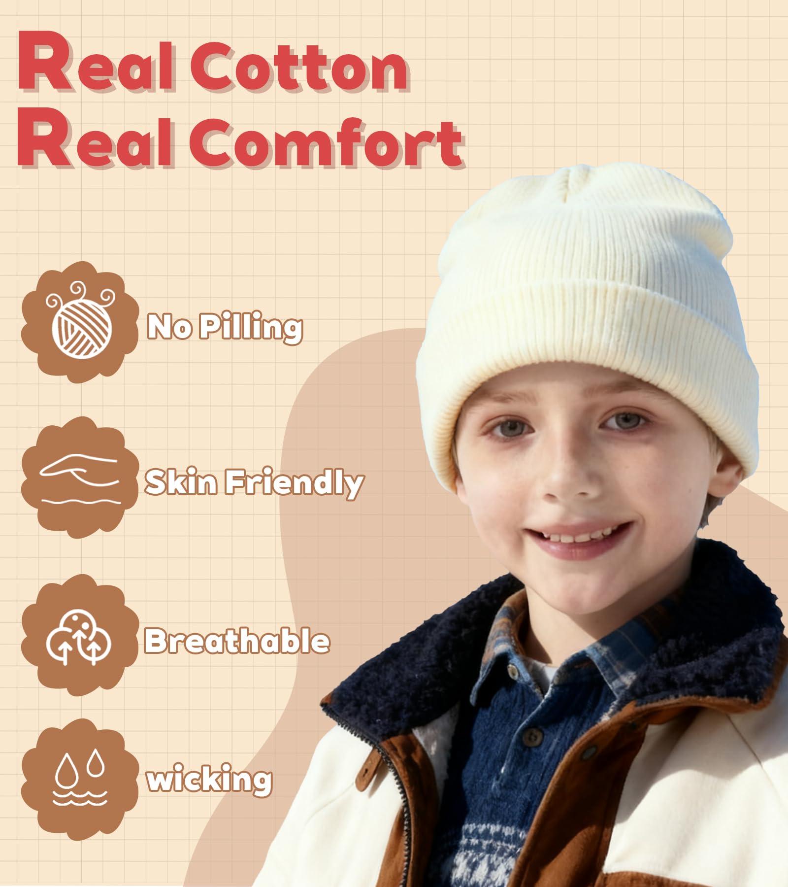 100% Cotton Baby Beanie Toddler Boys Girls Kids Winter Hat Knit Winter Warm Cap Newborn Infant Cuffed Caps