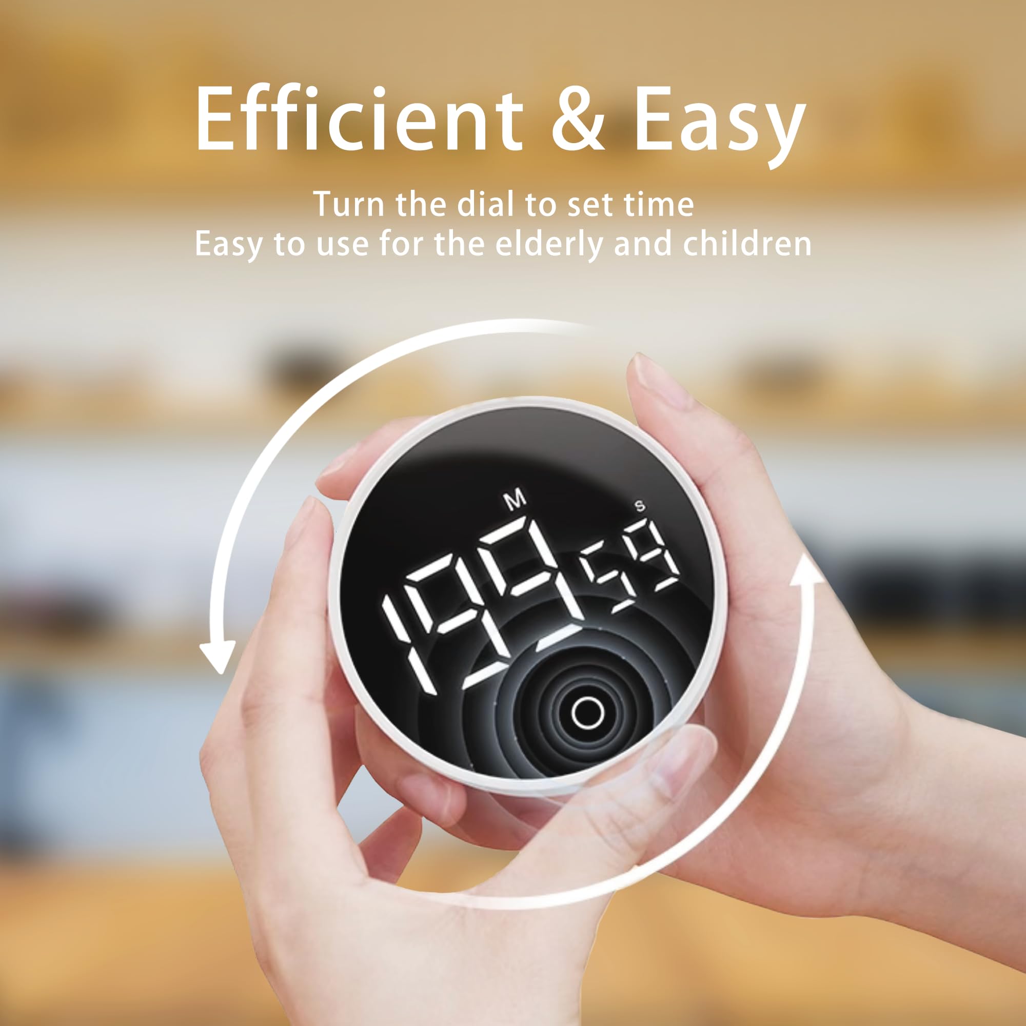 Digitaler Küchentimer, visueller Timer, magnetischer Countdown-Countup-Timer, große LED, 200-Minuten-Anzeige, Lautstärke einstellbar zum Kochen, Fitness, Lernen, einfach für Kinder und Senioren