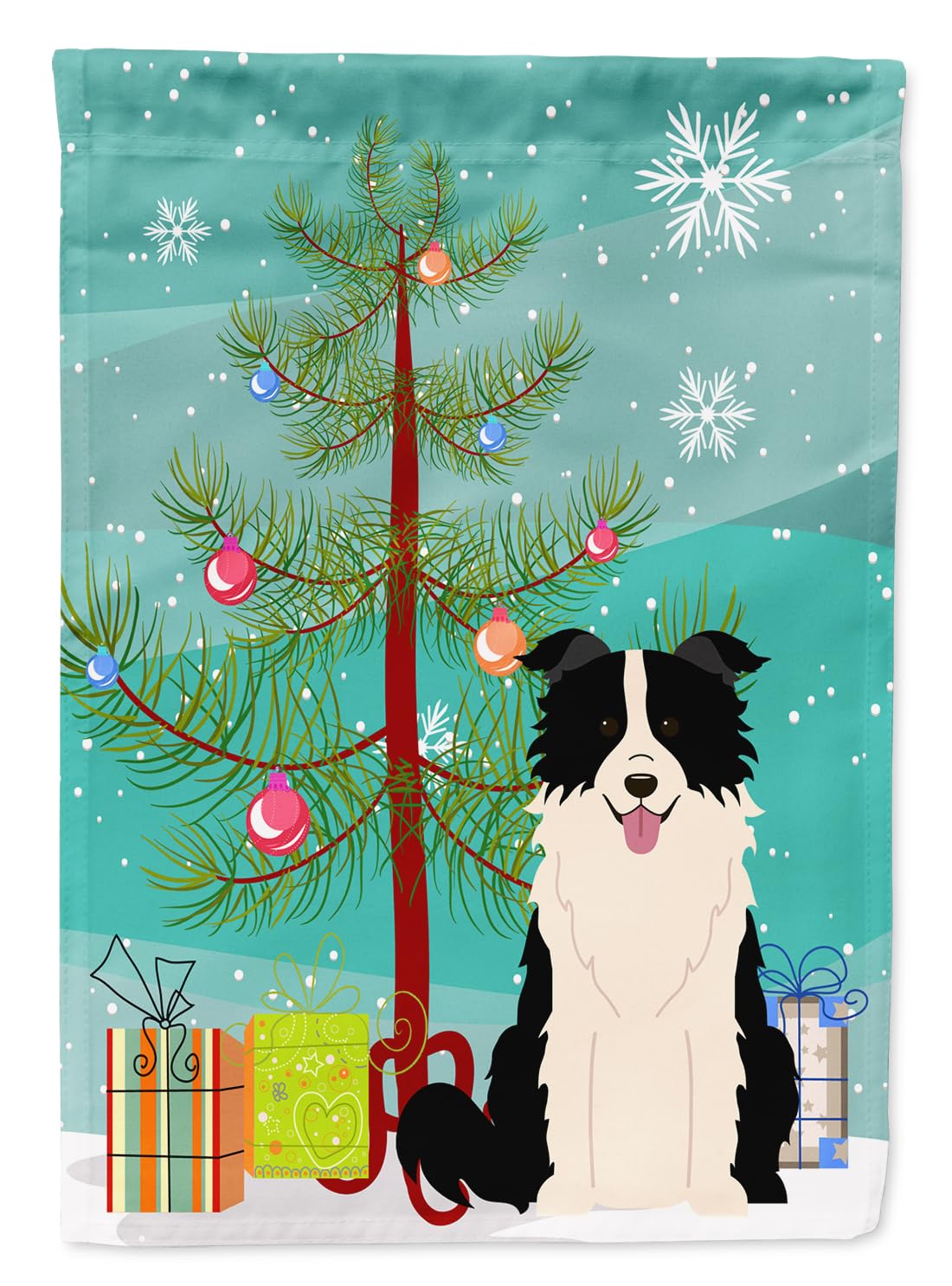 Tesori Dell'Caroline Bandiera Da Giardino Merry Christmas Con Carlino E Albero – 27,9x38,1 Cm, Double Face In Poliestere, Resistente Alle Intemperie