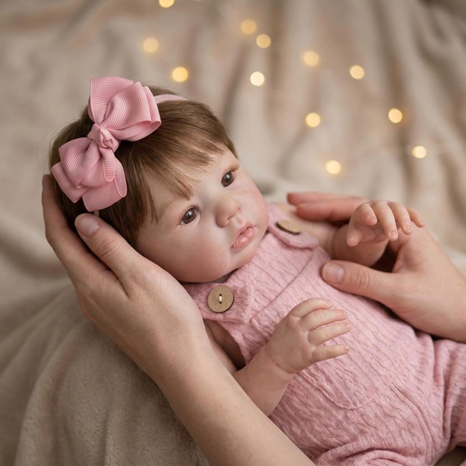Lonian 18 Zoll 45 cm Reborn Puppen Mädchen mit Hand verwurzeltes Haar, Realistische Ganzkörper weiches Vinyl Neugeborenes Baby Real Life Reborn Kleinkind Mädchen Cuddle Toy Dolls (Rosa Kleidung)