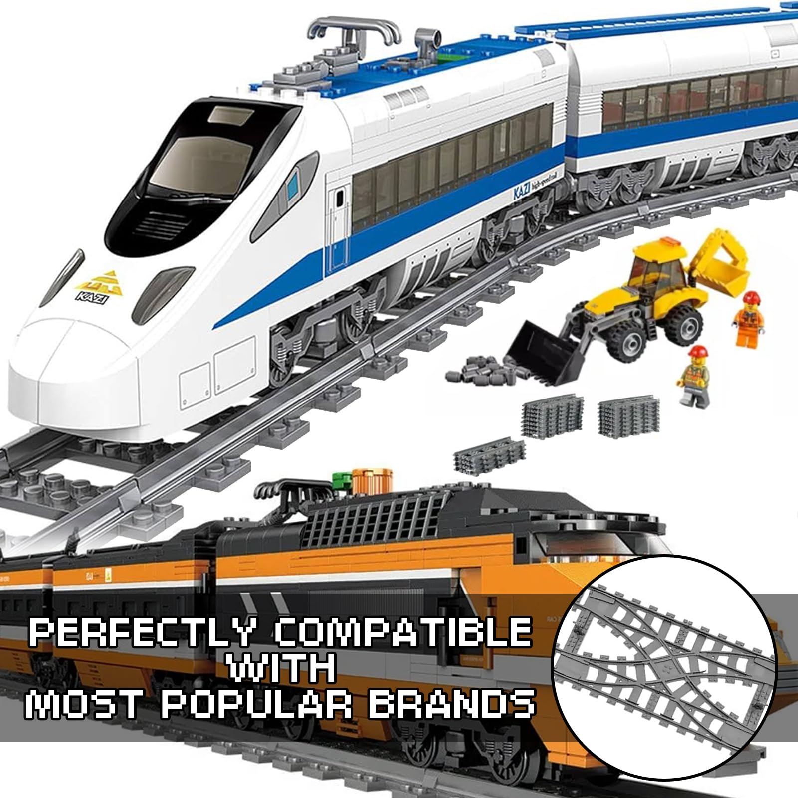 JAOGAUS Rieles de ciudad, 41 unidades, bloques de construcción de ciudad, rieles de ferrocarril, juego para regalos de bloques de construcción, juego de ampliación