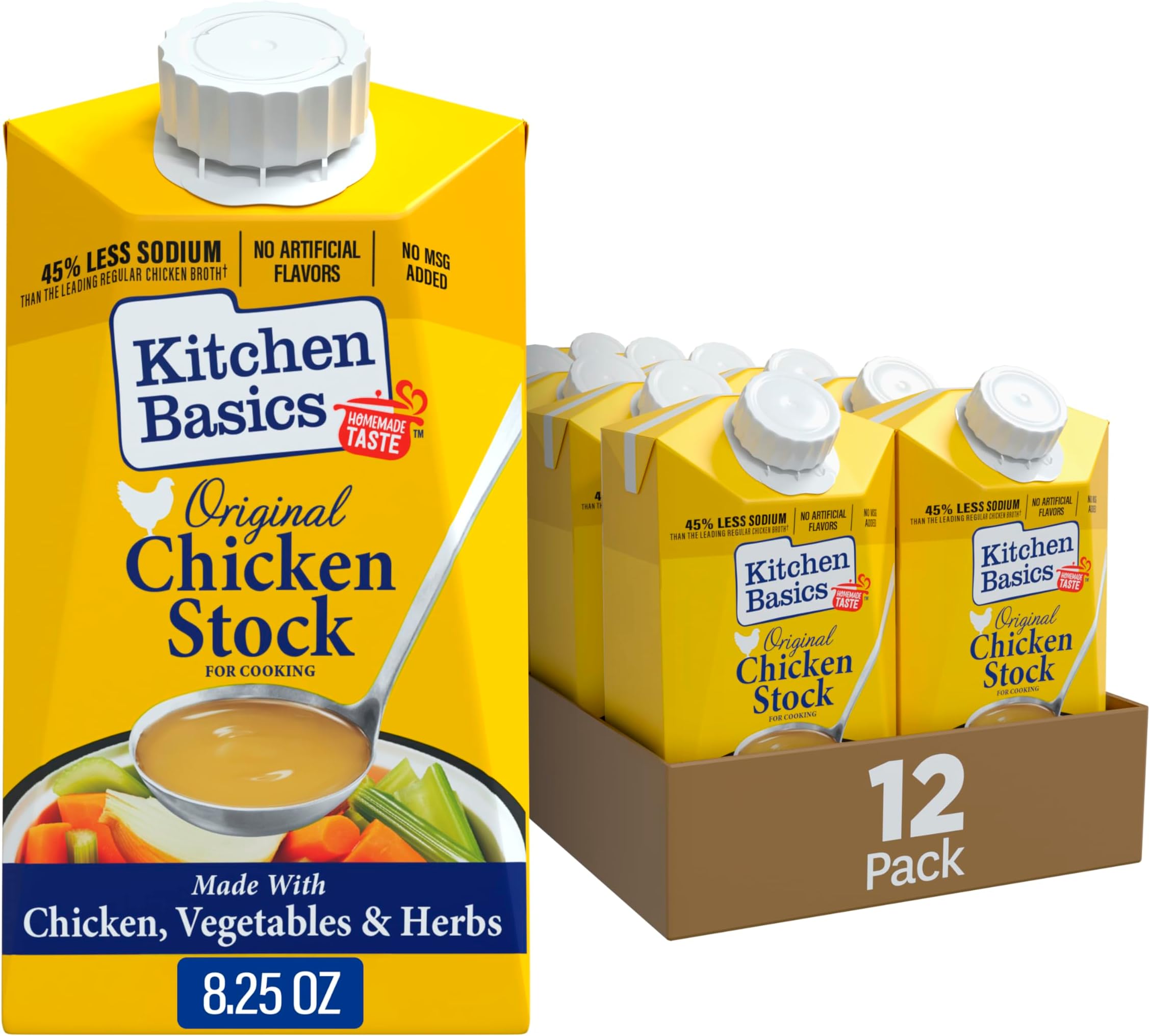 Original Chicken Stock, 8.25 oz Carton (Pack of 12) Pantry Staple for Homemade Recipes, Perfect for Gravy or Side Dishes
