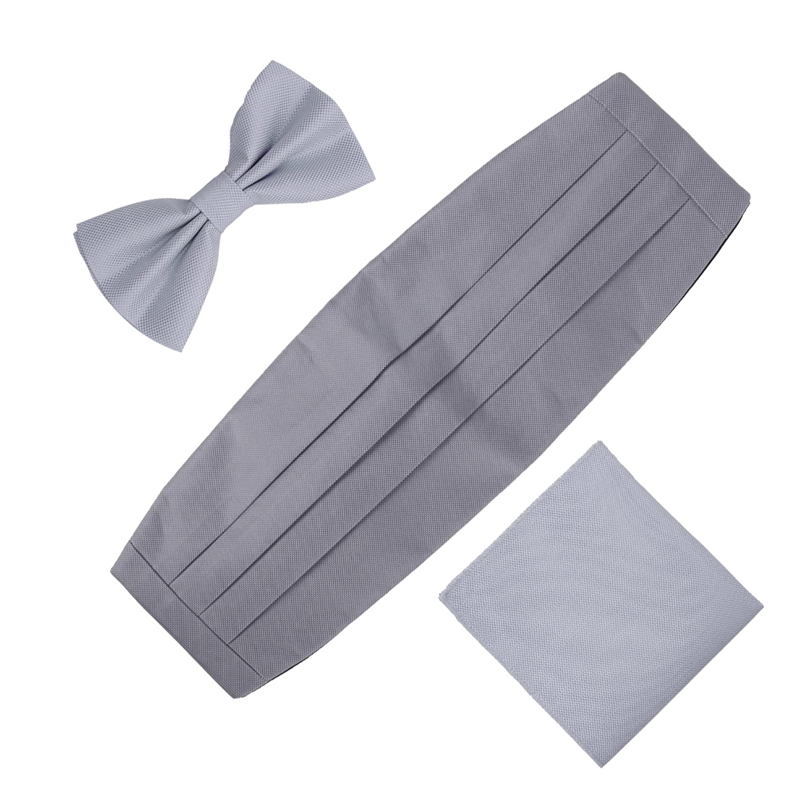 DAN SMITH Cummerbunds For Mens Clip-On Anniversary Little Girls C.C.AE.L.003 Light Gray Microfiber