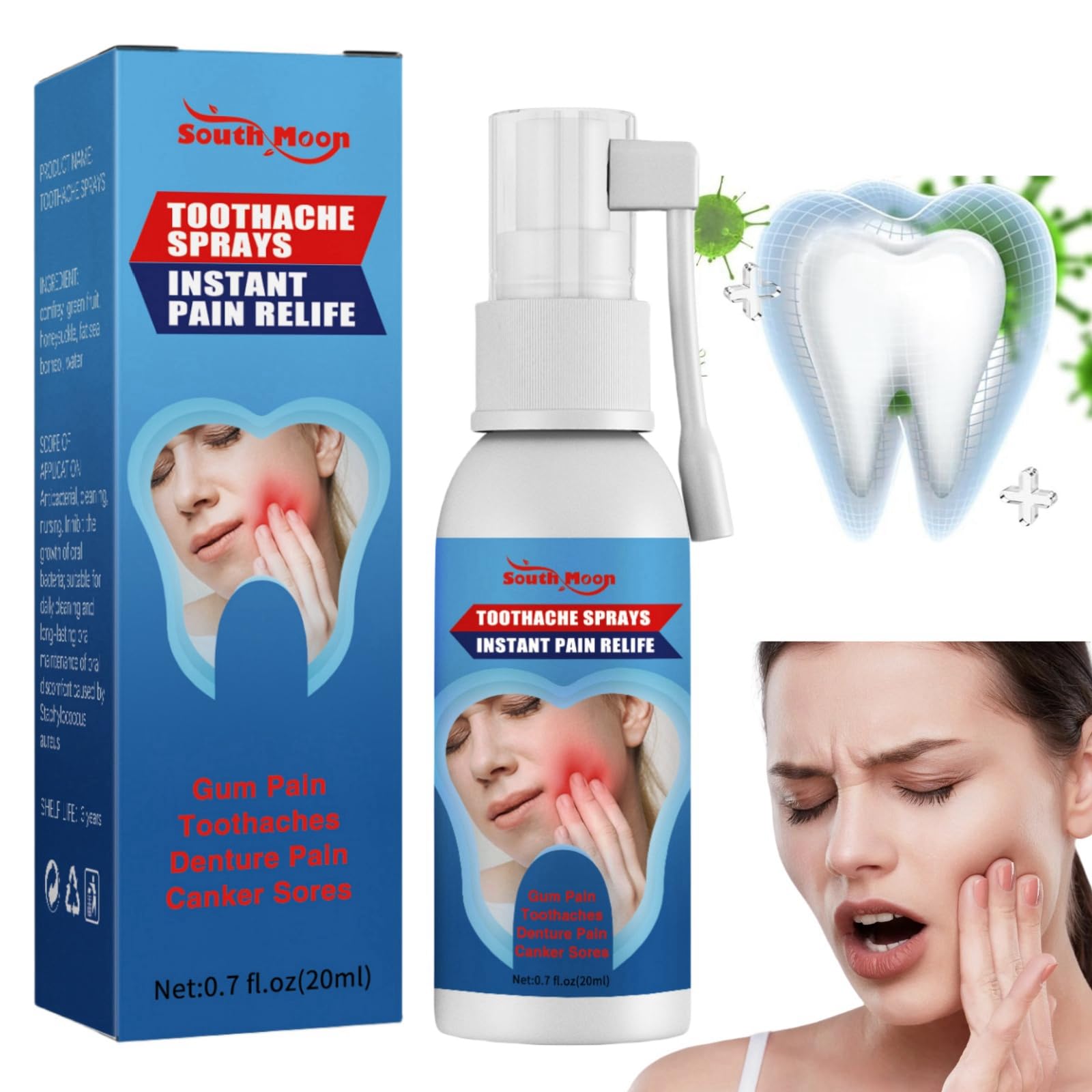 Toothache Relieving Spray,Dental Pain Relief Spray,Instant Teeth Treatment Relief Toothache Sprays,Freshen Breath,Oral Care SPR/ay to Reduce Bad Breath,Rapid Relief Dental,Tooth/ache Pain Relief